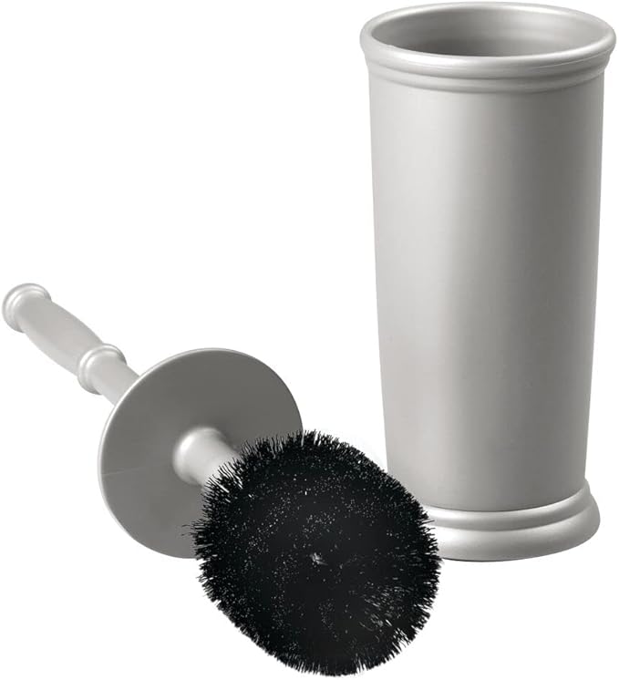 mDesign Hidden Plunger and Brush Set for Toilet Bowl - Modern Toilet Brush and Plunger Set - Brush Cleaner and Plunger Combo with Holder Caddy for Bathroom - Hyde Collection - Set of 2 - Gray
