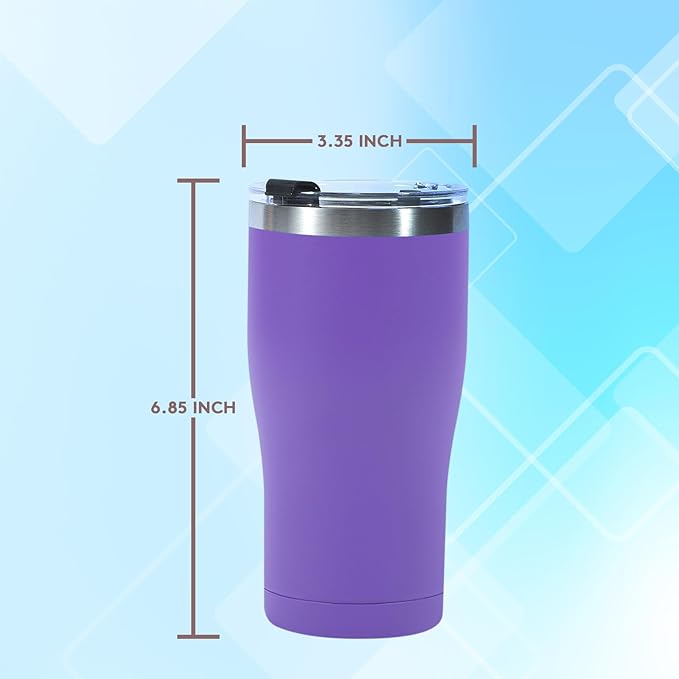 Dongni 20oz Tumbler with Lid Stainless Steel Tumblers Bulk, Double Wall Vacuum Insulated Coffee Travel Mug Powder Coated Tumbler（White 1 pack）