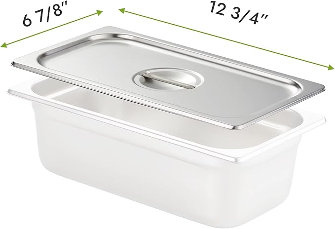 HECMAC 6-Pack 1/3 Size Hotel Pan Cover, Stainless Steel Solid Steam Table Catering Food Pan Lid with Handle