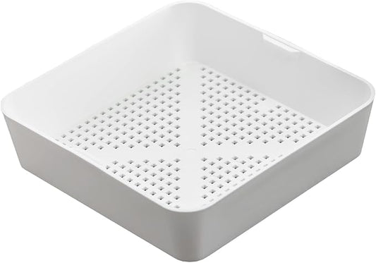 8.5-inch Floor Sink Drain Cover Alternative, Square Drain Basket for Restaurants, Use Below 3 Compartment Sink. Sink Strainer with 0.19-inch Holes, Versatile Plastic Drain Screen Basket