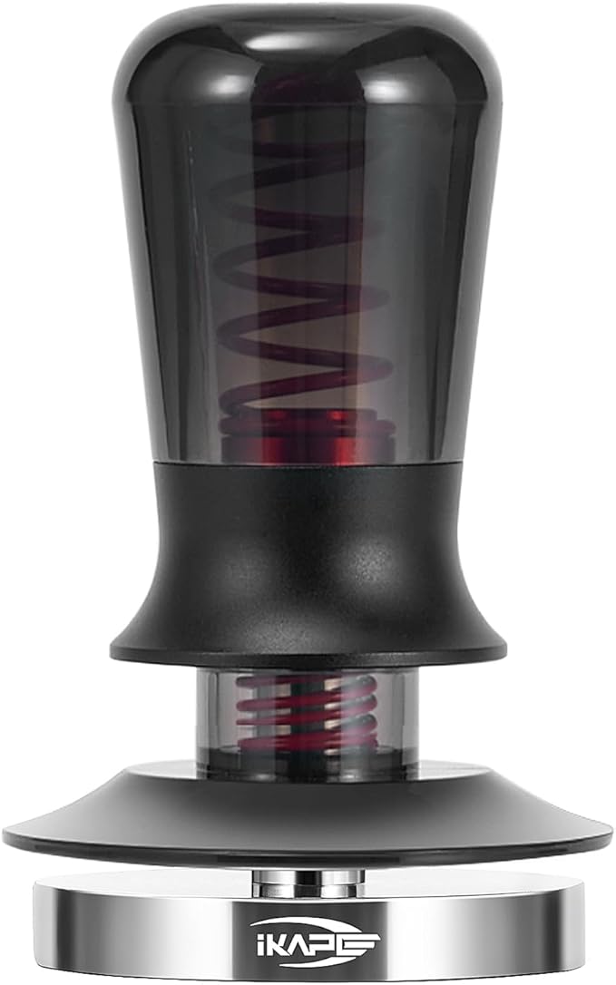 IKAPE 51MM Semi-Transparent Espresso Coffee Tamper, Spring-loaded Calibrated Tamper with Premium Threaded Stainless Steel Base, Compatible with All 51mm Bottomless Portafilters(New Upgrade) ﻿