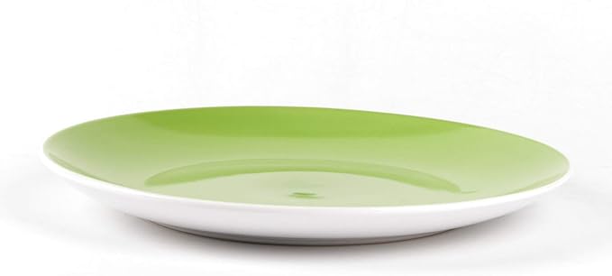Stoneware Coupe Shape Dinnerware Set, Outside White + Inside Bamboo Color