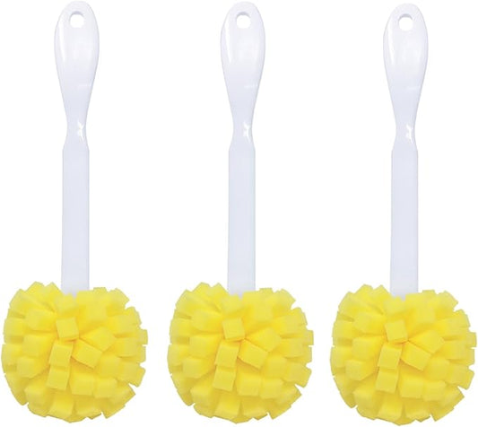 LOLA The Original Flower Shaped Kitchen Foam Sponge Bottle Brush, 3 Pack, No Slip Grip Handle, Dishwasher Safe