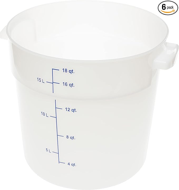 Carlisle FoodService Products Storplus Round Food Storage Container with Stackable Design for Catering, Buffets, Restaurants, Polyethylene (Pe), 18 Quart, White