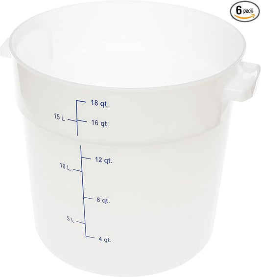 Carlisle FoodService Products Storplus Round Food Storage Container with Stackable Design for Catering, Buffets, Restaurants, Polyethylene (Pe), 18 Quart, White