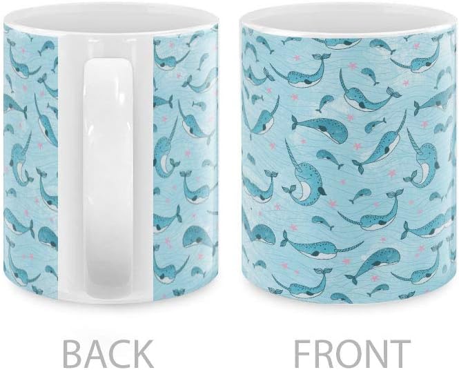 MUGBREW Narwhals Pattern Ceramic Coffee Mug Tea Cup, 11 OZ