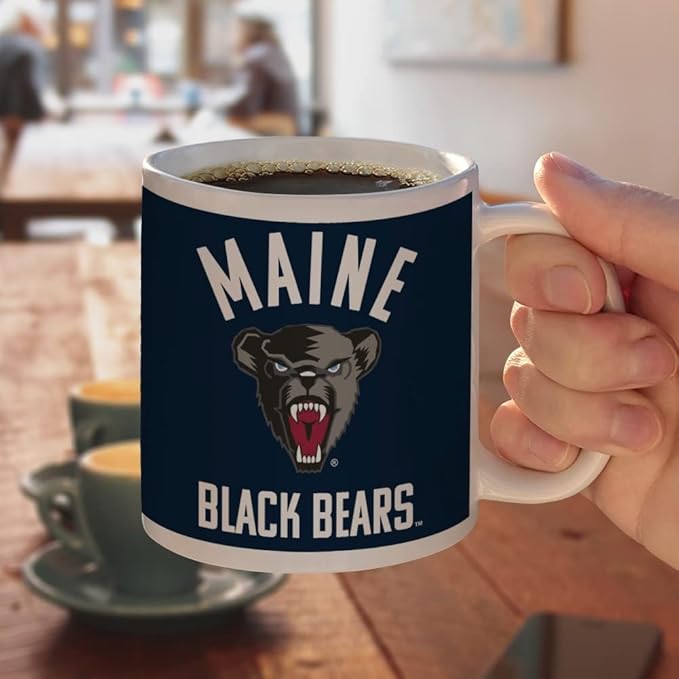 University of Maine Official Logo Ceramic Coffee Mug, Novelty Gift Mugs for Coffee, Tea and Hot Drinks, 11oz, White