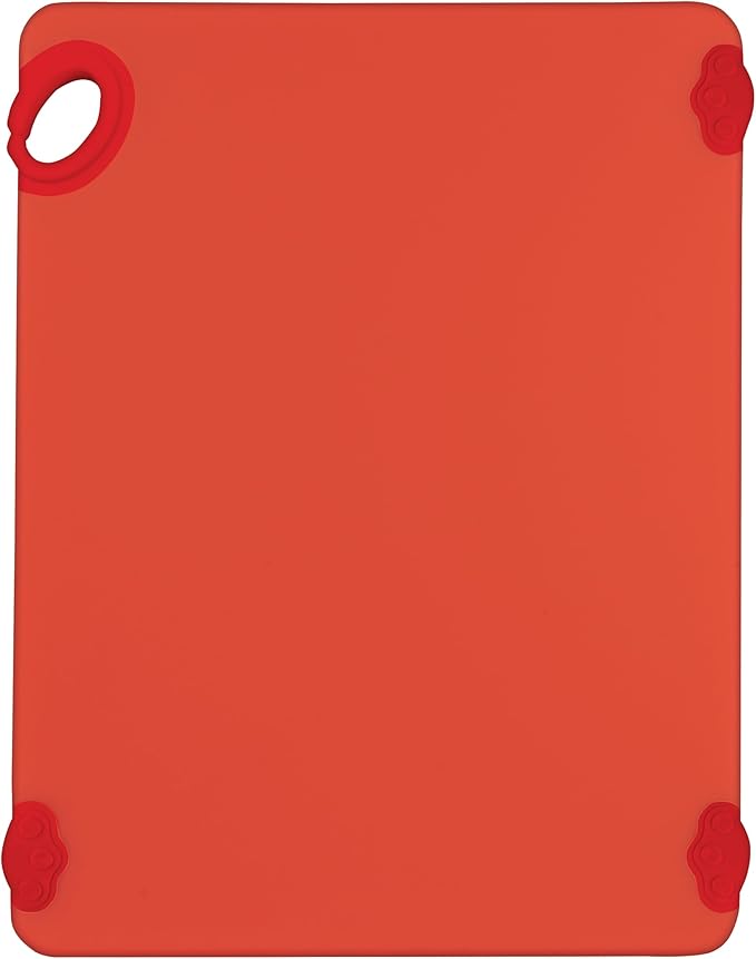 Winco Non-Slip Cutting Board with Hook, 15" x 20" x 1/2", Red