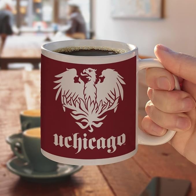 University of Chicago Primary Logo Ceramic Coffee Mug, Novelty Gift Mugs for Coffee, Tea and Hot Drinks, 11oz, White