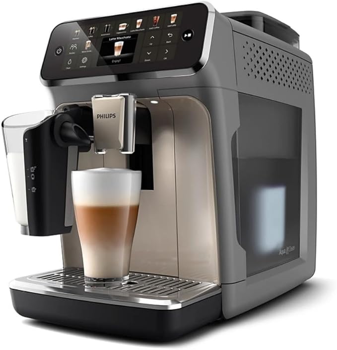 Philips 5500 LatteGo Automatic Espresso Machine - 20 Coffee Varieties, Intuitive Touch Display, SilentBrew, 100% Ceramic Grinder, AquaClean Filter, Grey Chromed (EP5544/90) (Renewed)