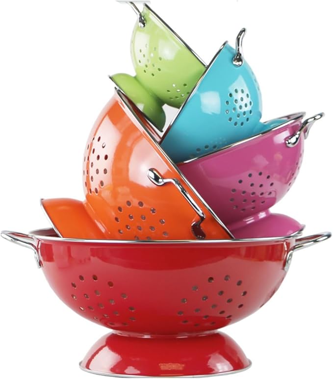 Calypso Basics by Reston Lloyd Powder Coated Enameled Colander, 1.5 Quart, Magenta