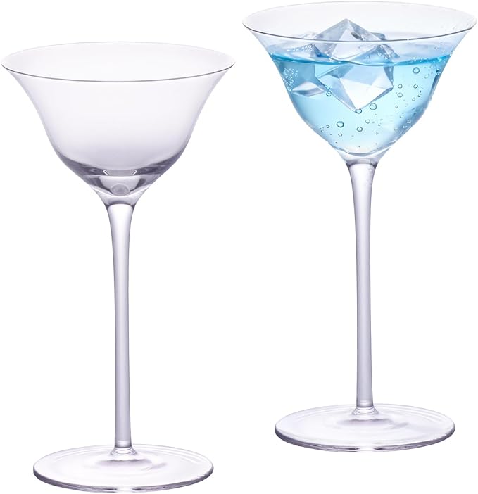 KAMMAK Martini Glasses Set of 2, 4.23 oz Clear Crystal Cocktail Glasses with Stem, Reusable Cocktail Glassware for Wedding Birthday Party, Bar, Margarita, Whiskey, Gin, Tequila, CT2201