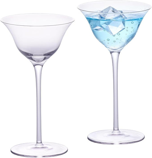 KAMMAK Martini Glasses Set of 2, 4.23 oz Clear Crystal Cocktail Glasses with Stem, Reusable Cocktail Glassware for Wedding Birthday Party, Bar, Margarita, Whiskey, Gin, Tequila, CT2201