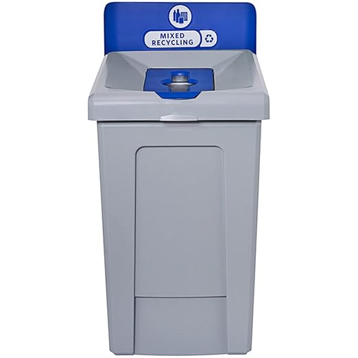 Stager Direct, 33 Gallon Mixed Recycling Station with Lid, Recycle Bin, Exterior Trash Can, Recycling Station Kit, Heavy Duty Premium Plastic, Perfect for Kitchen, Office, Garden, Garage, (N.4)