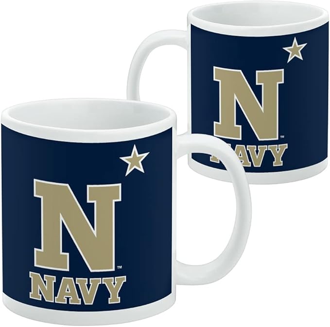 US Naval Academy Primary Logo Ceramic Coffee Mug, Novelty Gift Mugs for Coffee, Tea and Hot Drinks, 11oz, White