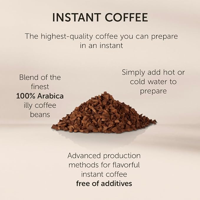 illy Instant Coffee Singles, Classico Medium Roast, Caramel & Orange Blossom Notes, 40 Single-Serve Packets (2g Each) - Premium Arabica Coffee