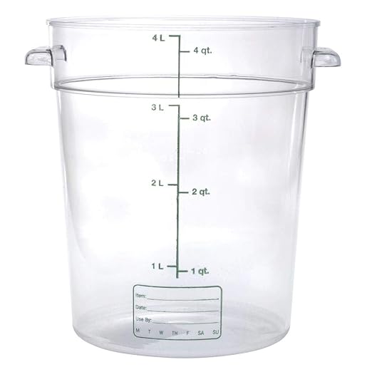 Carlisle FoodService Products Storplus Round Food Storage Container with Stackable Design for Catering, Buffets, Restaurants, Polycarbonate (Pc), 4 Quart, Clear