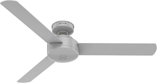 Hunter 52 inch Indoor Ceiling Fan No Light - Modern Ceiling Fan without Light, 3 Blades, Standard Mount, For Bedroom, Living Room, or Kitchen, Wall Control - Presto 52383, Dove Grey