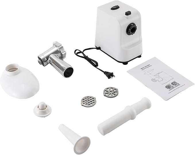 Meat Grinder, 1000W Electric Grinder For Meat with Attachments, Stainless Steel Sausage Maker Machine Kubbe Kit with 3 Grinding Plates Automatic Meat Grinder for Home & Kitchen (White)