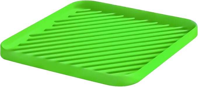 Silicone Organizer Tray for Kitchen Sink and Bathroom, Dishwasher Tray, Versatile Bathroom and Drawer Organizer Trays, Non-Slip Countertop (Green)