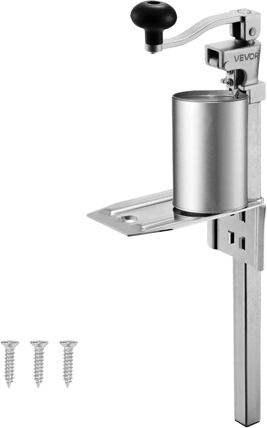 VEVOR Commercial Can Opener, Heavy-Duty Manual Tabletop Cans Opener for Cans Up to 11.8 in Height, Height-Adjustable Professional Can Openers Fixed with Screws, for Restaurant, Hotel, and Food Store
