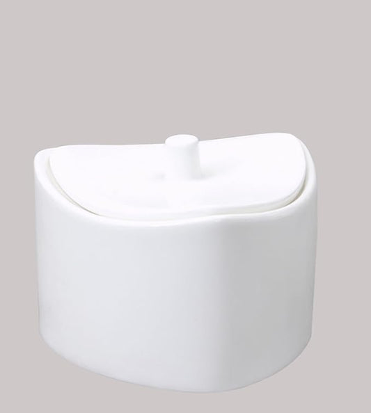 Bone China Elegance White Triangle Sugar & Creamer Pot each,case of 1 set