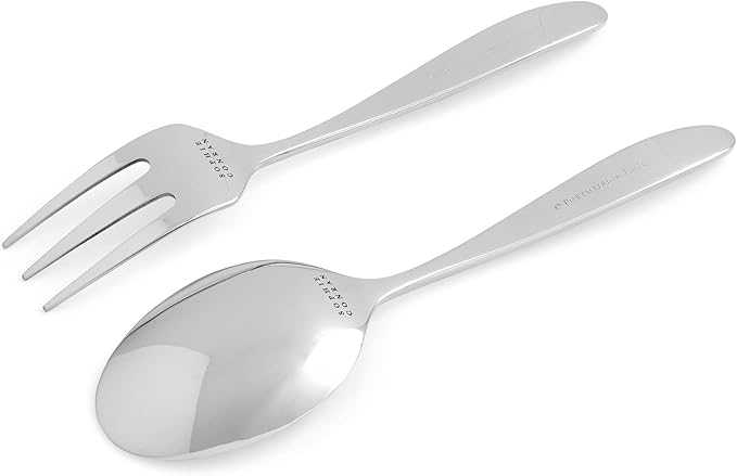 Portmeirion Sophie Conran Floret Salad Server Set | 2-Piece Flatware Serving Utensil Set | 10-Inch | Stainless Steel | Mixing Fork and Spoon | Kitchen Cooking Utensil | Dishwasher Safe