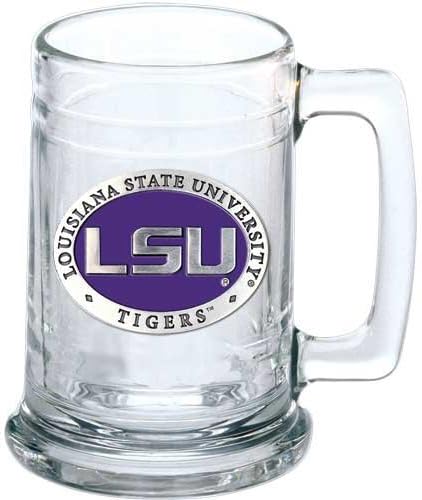 Heritage Pewter LSU Beer Stein Glass | 15 Ounce German-Style Beer Glass | Intricately Crafted Metal Pewter Alma Mater Inlay