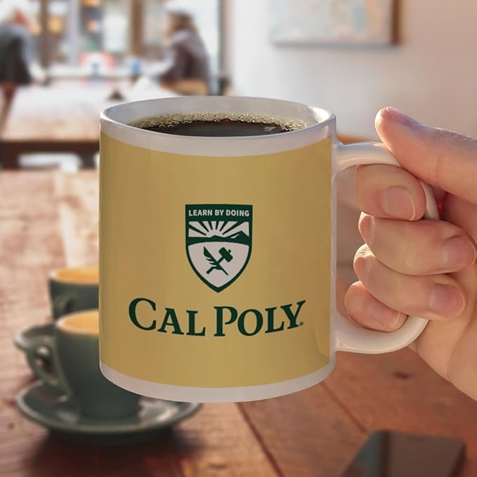 Cal Poly Primary Logo Ceramic Coffee Mug, Novelty Gift Mugs for Coffee, Tea and Hot Drinks, 11oz, White