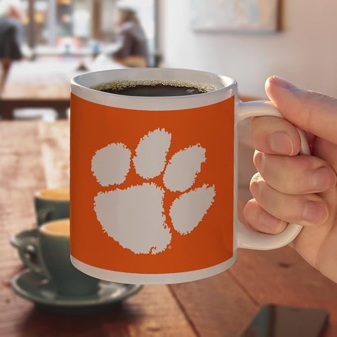 Clemson University Primary Logo Ceramic Coffee Mug, Novelty Gift Mugs for Coffee, Tea and Hot Drinks, 11oz, White