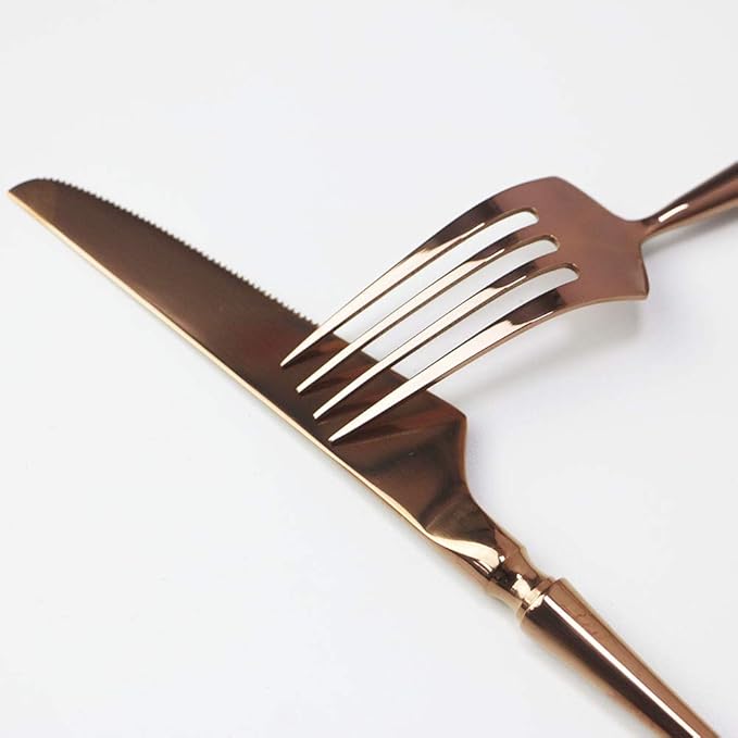 JASHII 20-piece 18/10 Stainless Steel Rose Gold Flatware/Cutlery/Tableware Set Service for 4 Person, Include Knife/Fork/Spoon, Mirror Polished (Rose)