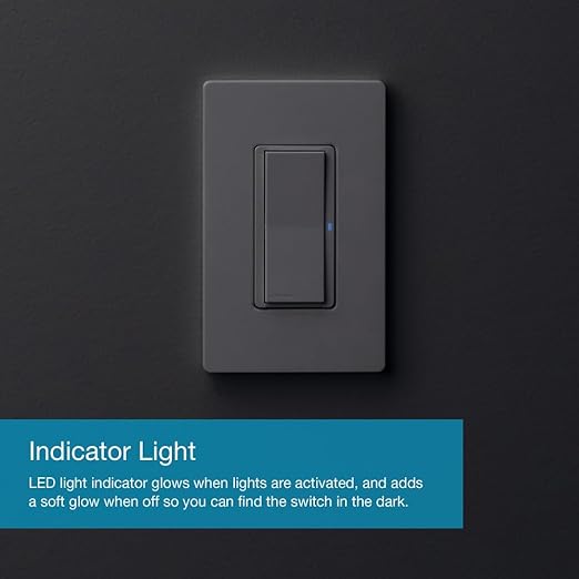Lutron Claro Smart Light Switch for Caseta Lighting, for LED Lights, Fans, 5 Amp, Single-Pole/3-Way, Neutral Required, DVRF-5NS-GR, Gray