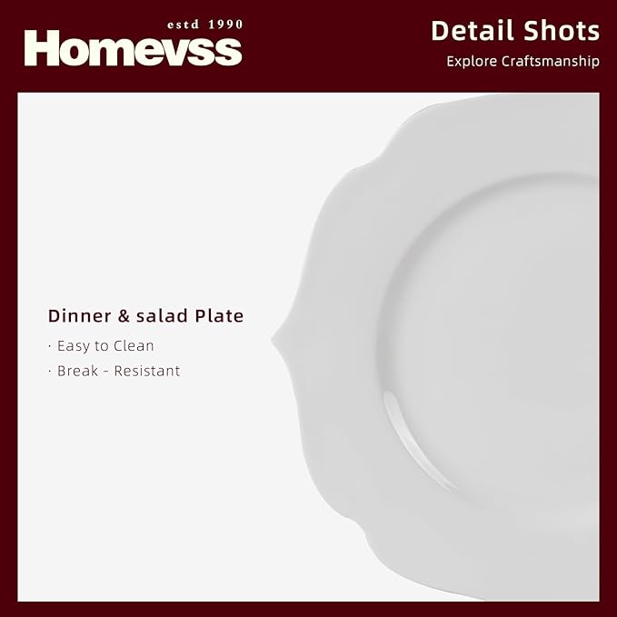 HomeVss, New Bone China Dinnerware Set, Embossed Lotus, 16pc Set
