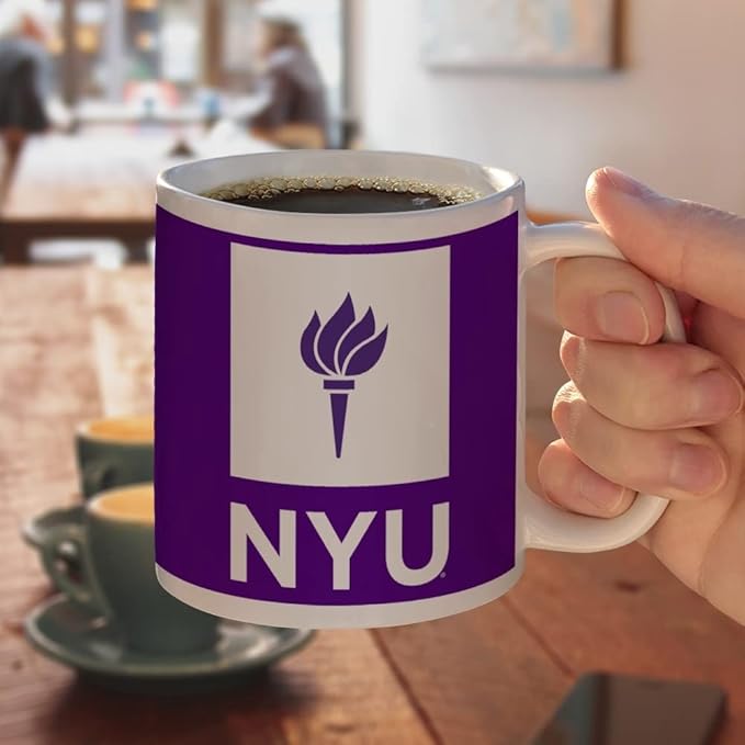 New York University Primary Logo Ceramic Coffee Mug, Novelty Gift Mugs for Coffee, Tea and Hot Drinks, 11oz, White