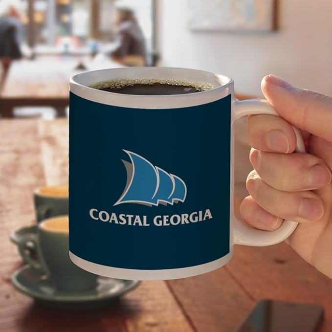 College of Coastal Georgia Primary Logo Ceramic Coffee Mug, Novelty Gift Mugs for Coffee, Tea and Hot Drinks, 11oz, White