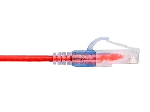 Monoprice Cat6A 2ft Red 5-Pk Patch Cable UTP 30AWG 10G Pure Bare Copper Snagless RJ45 SlimRun Series Ethernet Cable