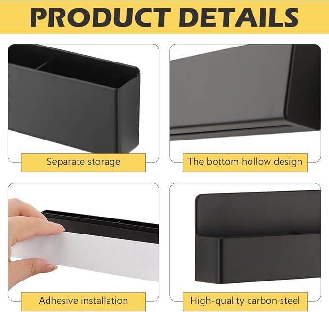 Magnetic Straw Holder – Detachable, Fits All Straws, Prevents Water Buildup (Cabinet/Fridge Use), Sticks to Metal Surfaces – Dividers for No Mess, Dry Straw Storage (Black, Large)