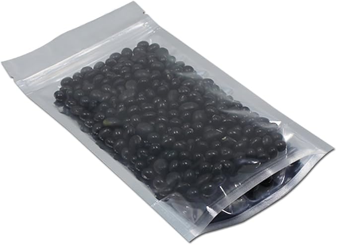 FERENLI 100 Pieces Stand Up Clear for Zip Resealable Aluminum Mylar Foil Lock Plastic Packaging Bag Zipper Lock Heat Sealable with Tear Notch Long Term Food Storage 6.3x9.4 inch