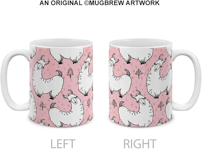 MUGBREW Pink Llama Pattern Ceramic Coffee Mug Tea Cup, 11 OZ
