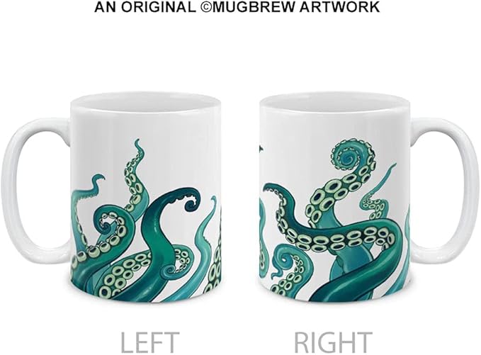 MUGBREW Kraken Octopus Tentacles Sea Green Ceramic Coffee Mug Tea Cup Fun Novelty, 11 OZ