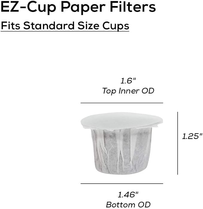 Perfect Pod EZ-Cup Paper Coffee Filters with Patented Lid for Single-Serve Coffee Brewers and Coffee Pods, Compatible with Keurig, 10-Pack (500 Filters)