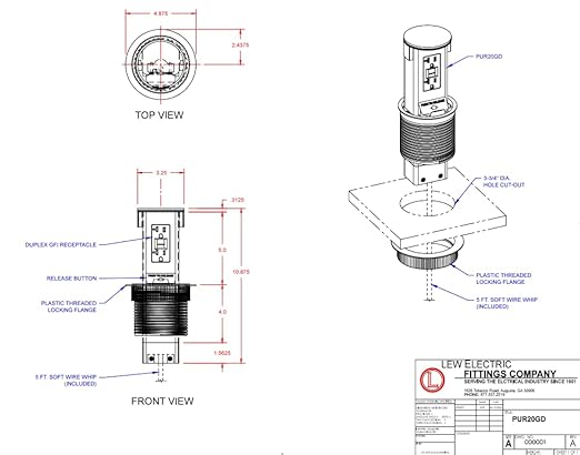 Lew Electric Round Kitchen Pop Up Outlet (GFCI, Stainless)