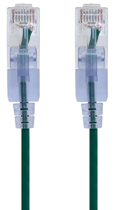 Monoprice Cat6A 5ft Green 10-Pk Patch Cable UTP 30AWG 10G Pure Bare Copper Snagless RJ45 SlimRun Series Ethernet Cable