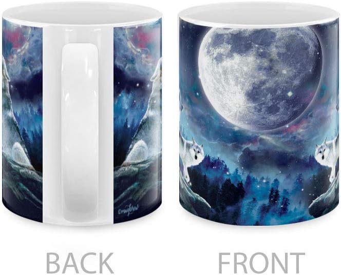 MUGBREW Wolf Pack Moon Ceramic Coffee Mug Tea Cup, 11 OZ