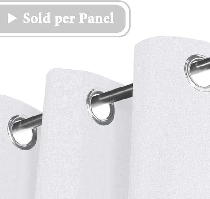 H.VERSAILTEX 100% Blackout Curtain for Bedroom 96 Inches Long Grommet Linen Face Full Light Blocking Curtain Drape for Living Room Thermal Insulated Linen Look Curtain 1 Panel, Pure White