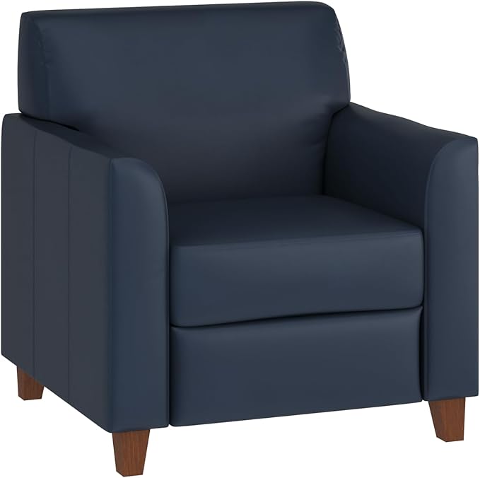 Flash Furniture Hercules Diplomat Series LeatherSoft Upholstered Side Reception Chair, Lobby Chair with Cushions and Flared Arms, Navy