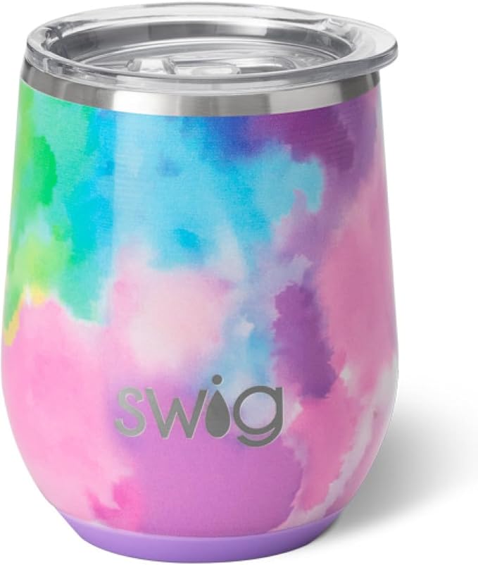 Swig Life 12oz Wine Tumbler with Lid, Stainless Steel, Dishwasher Safe, Portable, Triple Insulated Wine Tumbler (Cloud Nine)