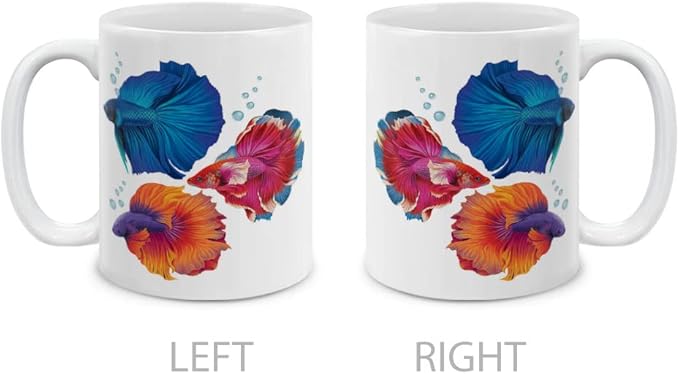 MUGBREW Betta Siamese Fighting Fishes Ceramic Coffee Mug Tea Cup, 11 OZ