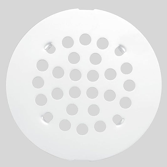 Bropury 4-1/4-Inch Easy-to-Install Snap-in Shower Drain Cover Floor Drain Replacement Cover Stainless Steel (White)