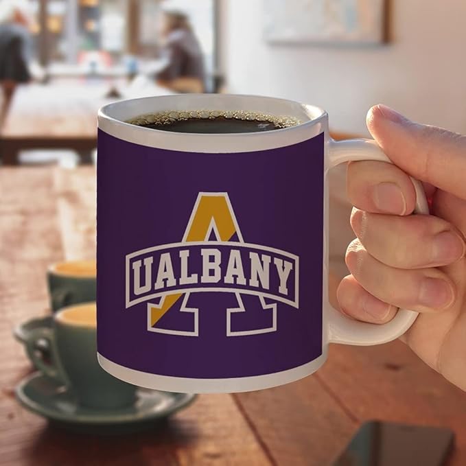 University at Albany Primary Logo Ceramic Coffee Mug, Novelty Gift Mugs for Coffee, Tea and Hot Drinks, 11oz, White